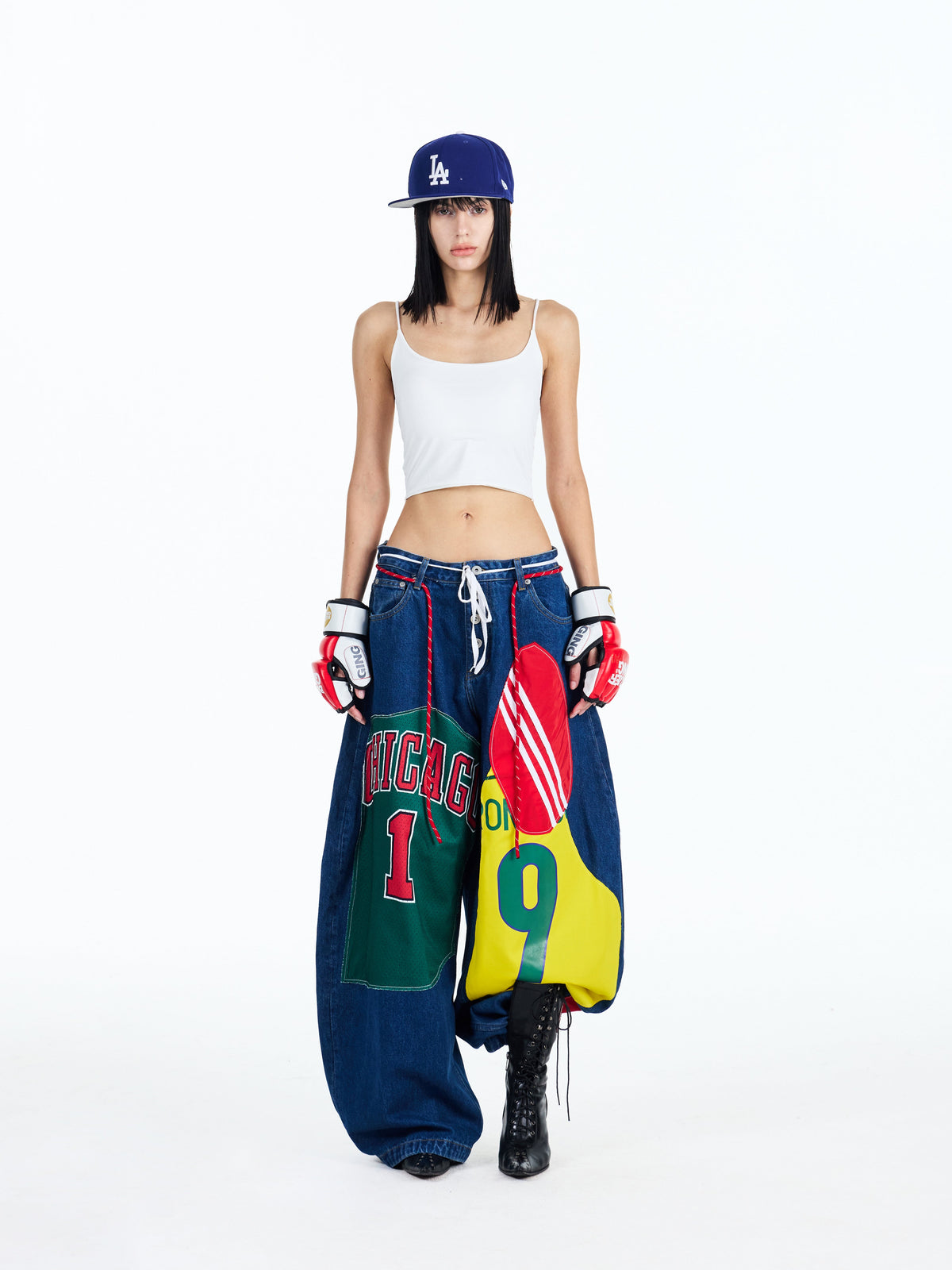 Street style fancy patch jeans