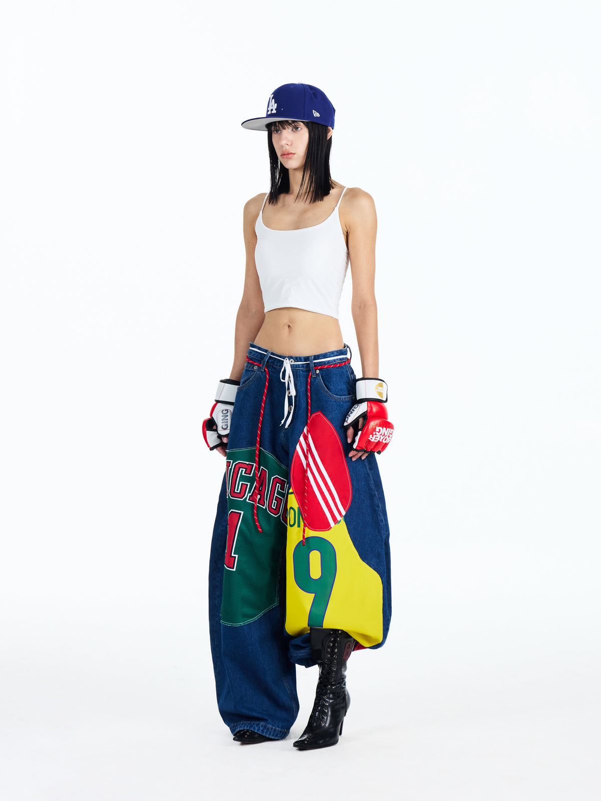 Street style fancy patch jeans