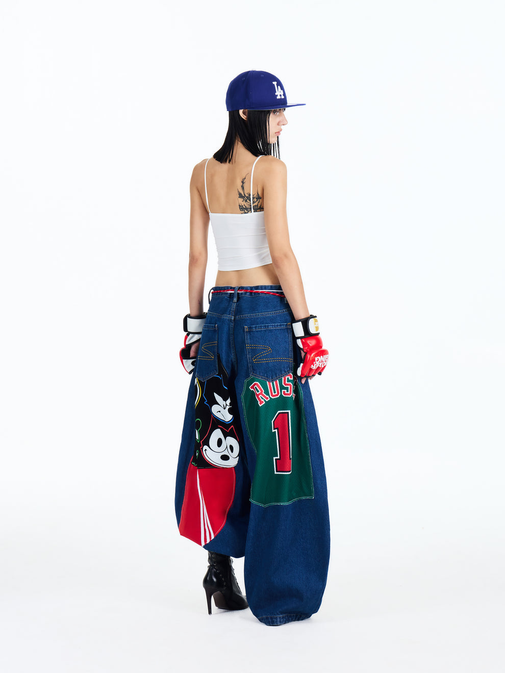 Street style fancy patch jeans