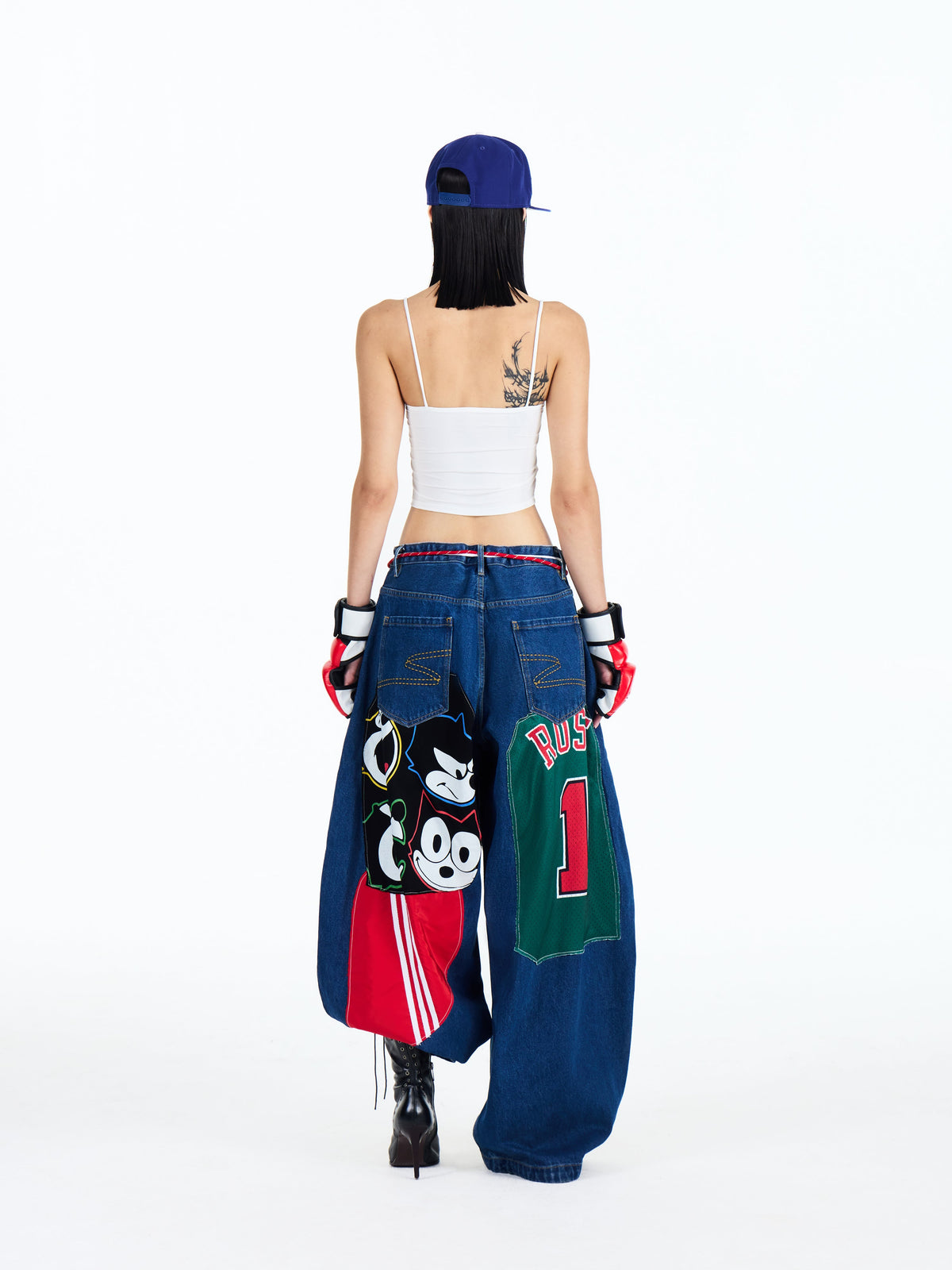 Street style fancy patch jeans