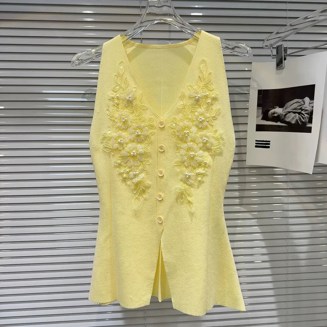 Women’s Embellished Floral Lace Vest Top
